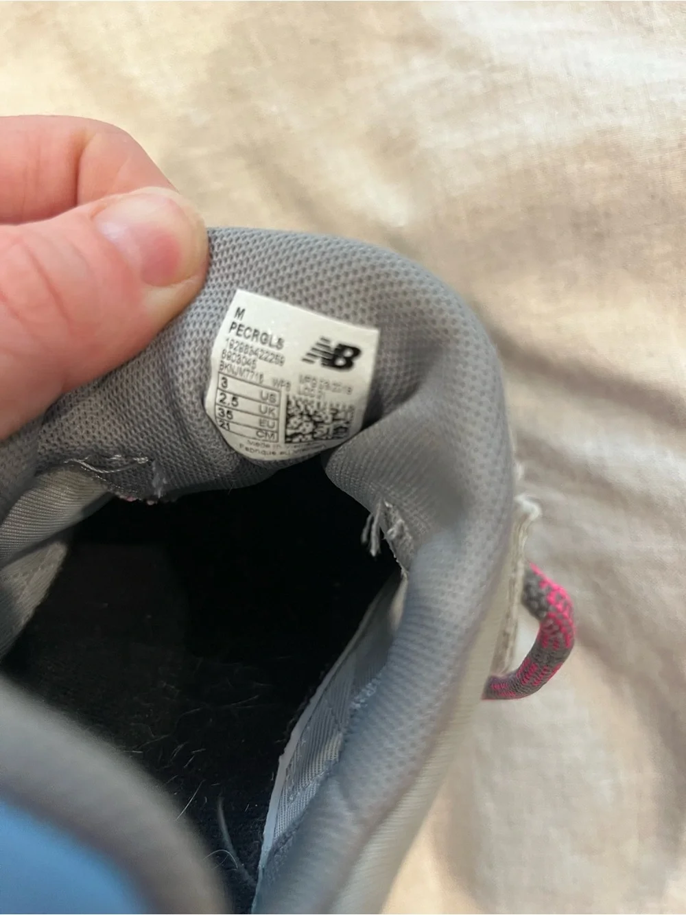New Balance Gray with Pink & Blue Trail Sneakers Kids
